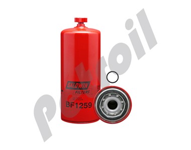 BF1259 Filtro Baldwin Combustible Roscado c/purga Cummins 3329289  FS1000 33406 PSC289 P550901 P551000 2568753