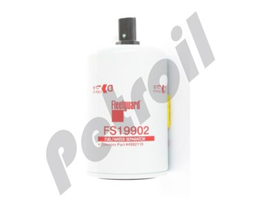 FS19902 Filtro Combustible Fleetguard Separador Agua Roscado  c/puerto sensor c/drenaje Cummins 4992119