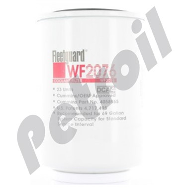 WF2076 Filtro Refrigerante Fleetguard Roscado Cummins 4058965  BW5076 P552076 LFW4075 WS10058